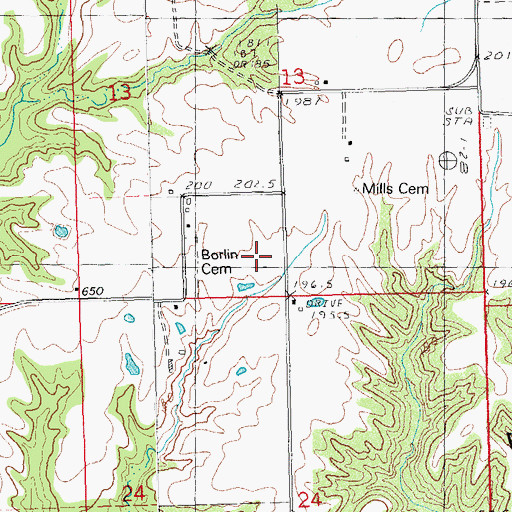 Topographic Map of Borlin Cemetery, IL