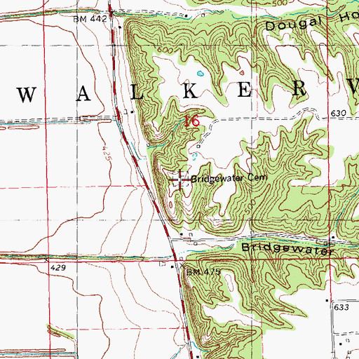 Topographic Map of Bridgewater Cemetery, IL