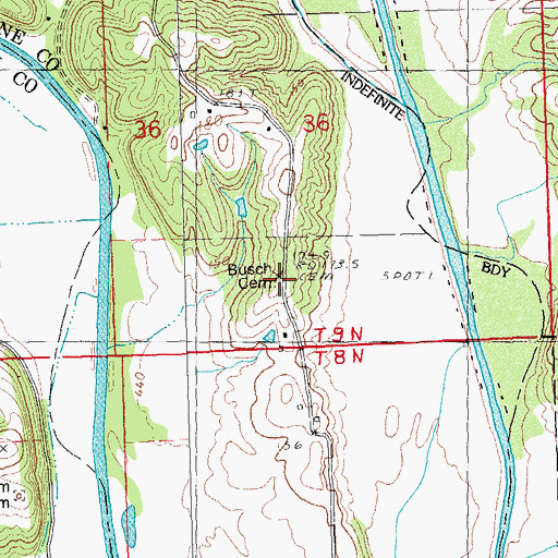 Topographic Map of Busch Cemetery, IL