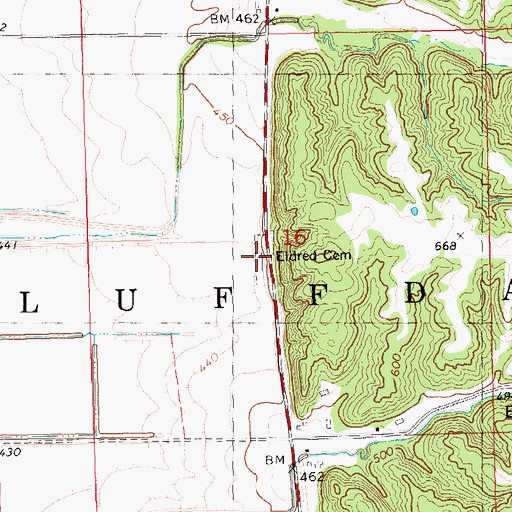 Topographic Map of Eldred Cemetery, IL