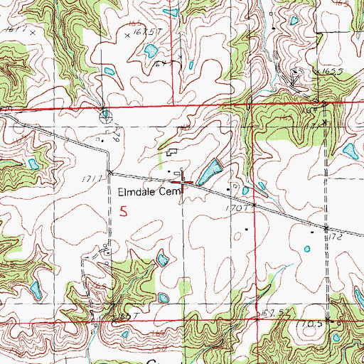 Topographic Map of Elm Dale Cemetery, IL