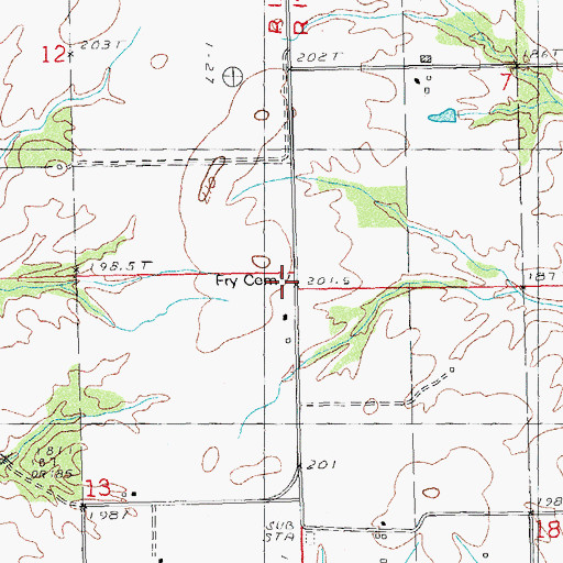 Topographic Map of Fry Cemetery, IL