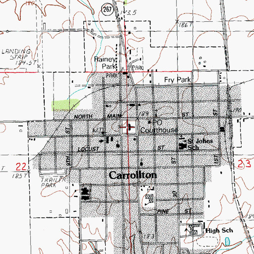 Topographic Map of Greene County Courthouse, IL