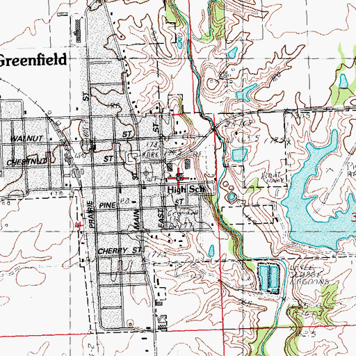 Topographic Map of Greenfield High School, IL