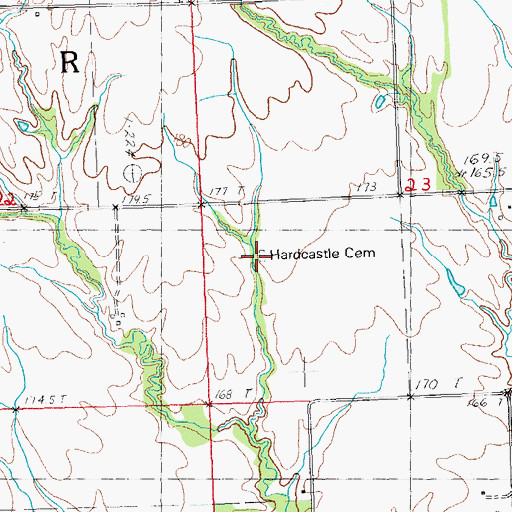 Topographic Map of Hardcastle Cemetery, IL
