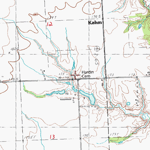 Topographic Map of Hardin Cemetery, IL