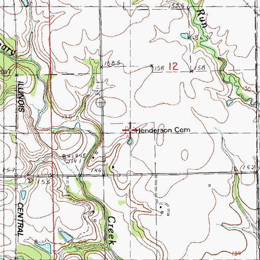 Topographic Map of Henderson Cemetery, IL
