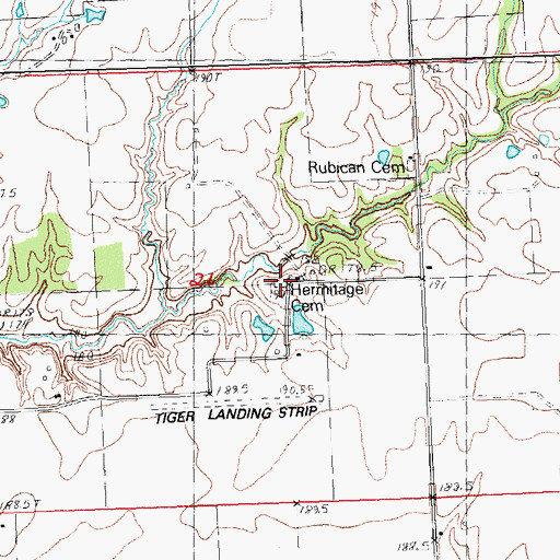 Topographic Map of Hermitage Cemetery, IL