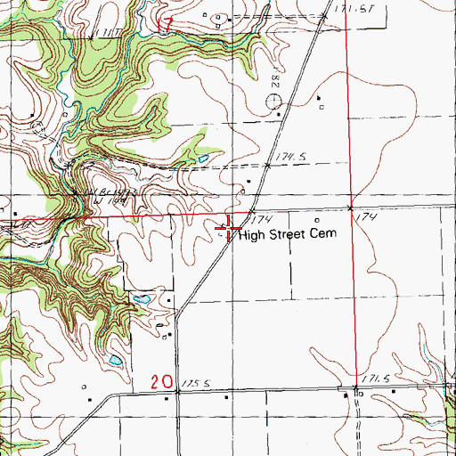 Topographic Map of Highstreet Cemetery, IL