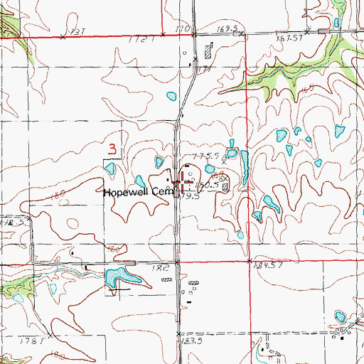 Topographic Map of Hopewell Cemetery, IL