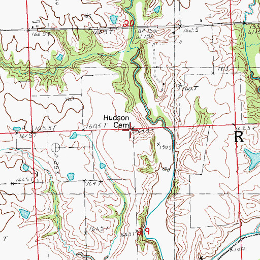 Topographic Map of Hudson Cemetery, IL
