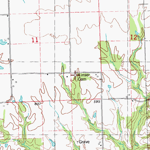Topographic Map of Kinser Cemetery, IL