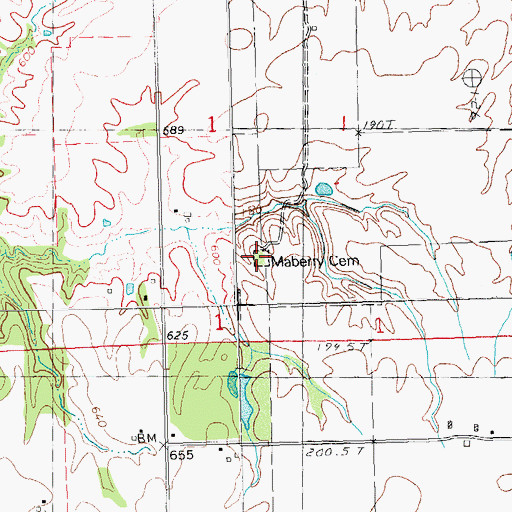 Topographic Map of Maberry Cemetery, IL