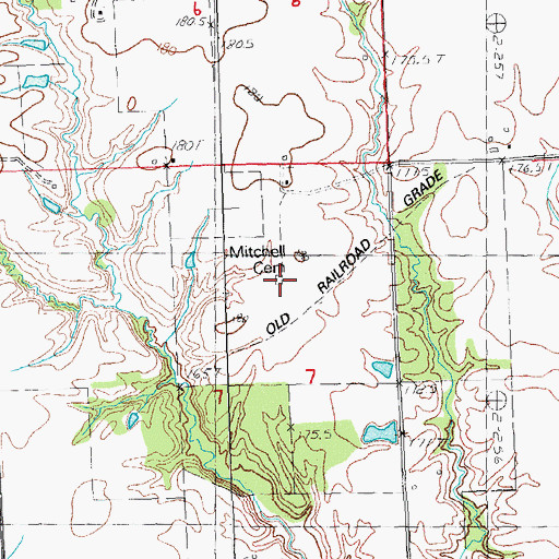 Topographic Map of Mitchell Cemetery, IL