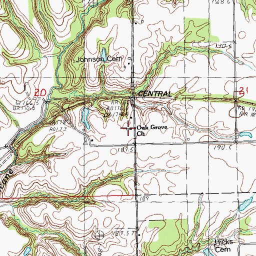 Topographic Map of Oak Grove Church, IL