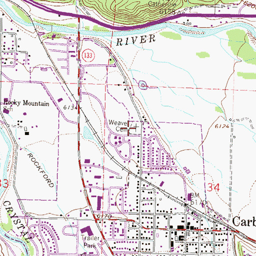 Topographic Map of Evergreen Cemetery, CO