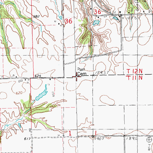 Topographic Map of Parr Cemetery, IL