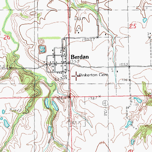 Topographic Map of Pinkerton Number 1 Cemetery, IL