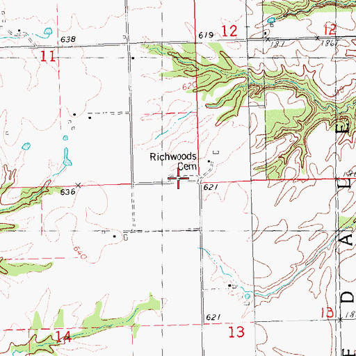 Topographic Map of Richwoods West Cemetery, IL
