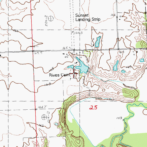 Topographic Map of Rives Cemetery, IL