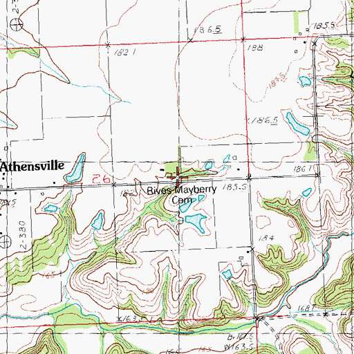 Topographic Map of Reeve-Mayberry Cemetery, IL