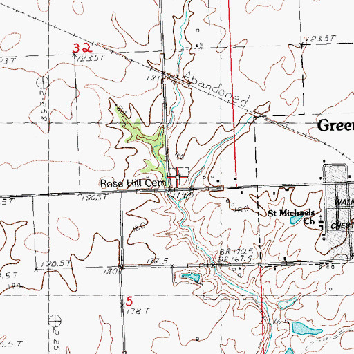 Topographic Map of Rose Hill West Cemetery, IL