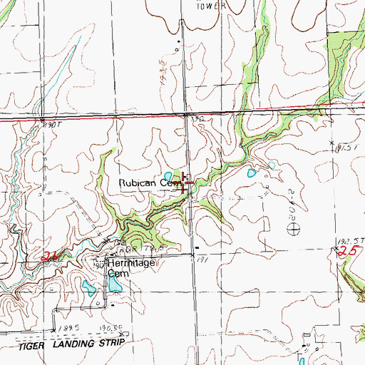 Topographic Map of Rubican Cemetery, IL