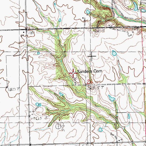 Topographic Map of Sanders Cemetery, IL