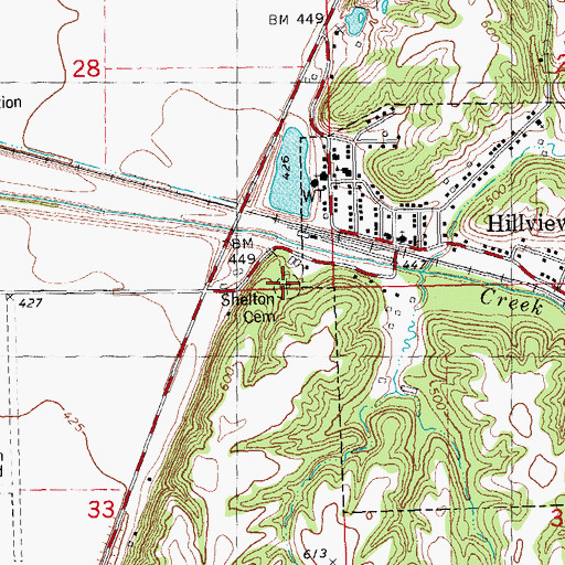 Topographic Map of Shelton Cemetery, IL