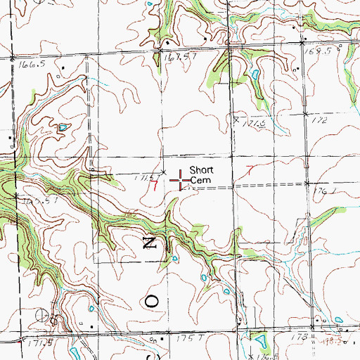 Topographic Map of Short Cemetery, IL