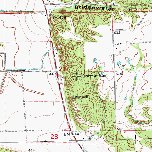 Topographic Map of Sweeten Cemetery, IL