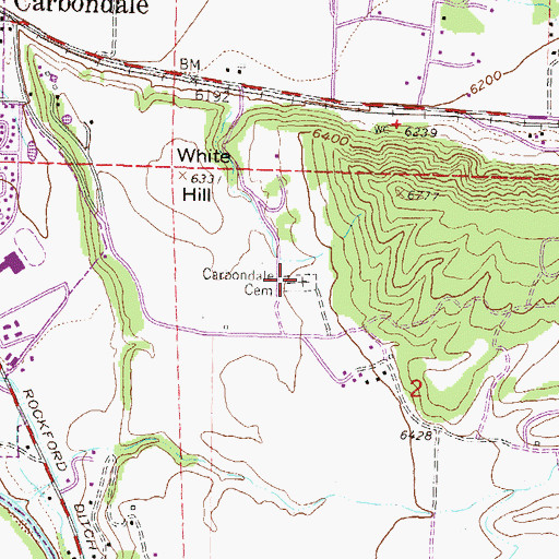 Topographic Map of Carbondale Cemetery - White Hill Cemetery, CO