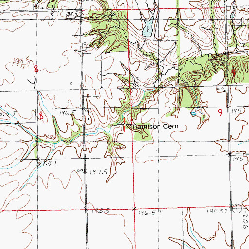 Topographic Map of Tunnison Cemetery, IL