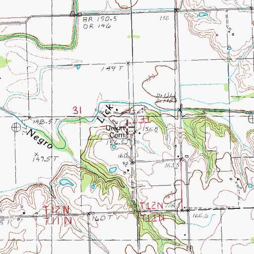 Topographic Map of Union Prather Cemetery, IL
