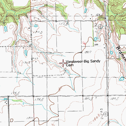Topographic Map of Vandaveer Cemetery, IL