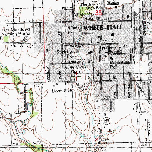 Topographic Map of Veterans of Foreign Wars Memorial Cemetery, IL