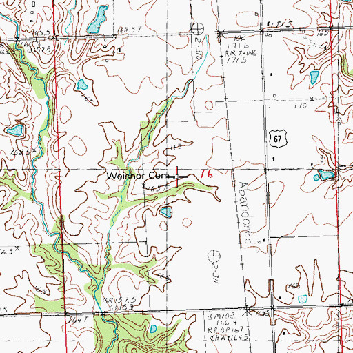 Topographic Map of Weisner Cemetery, IL