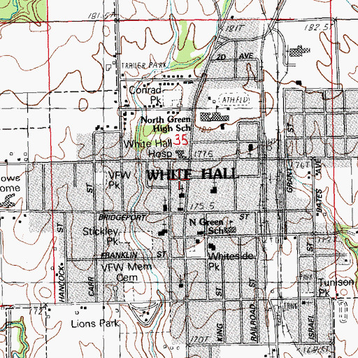 Topographic Map of White Hall Hospital (historical), IL