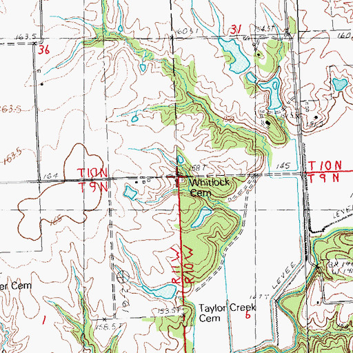 Topographic Map of Whitlock Cemetery, IL