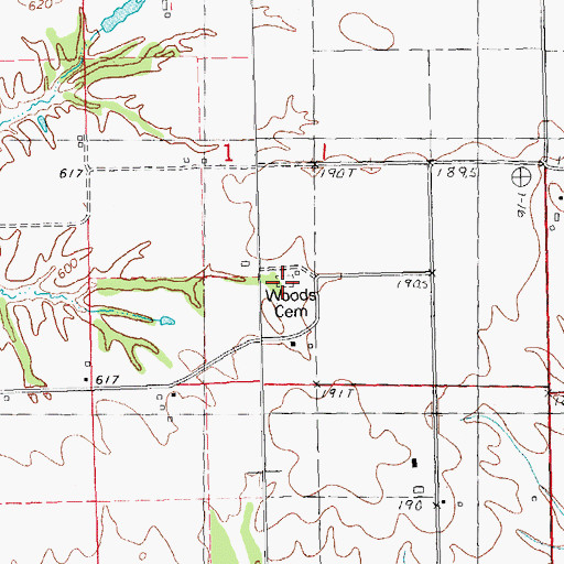 Topographic Map of William Wood Cemetery, IL