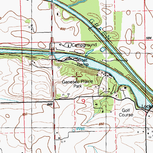 Topographic Map of Geneseo Prairie Park, IL