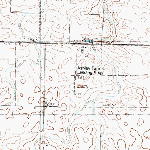 Topographic Map of Ashley Farms Landing Strip (historical), IL