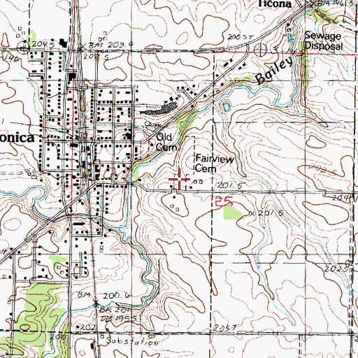 Topographic Map of Fairview Cemetery, IL