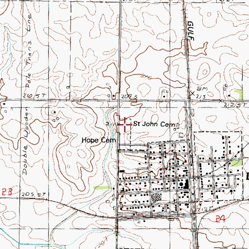 Topographic Map of Saint John's Cemetery, IL