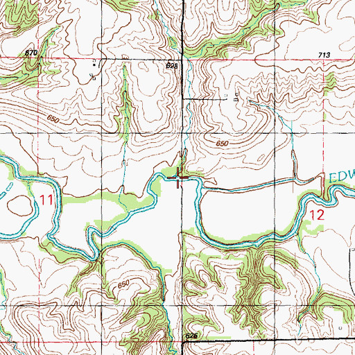 Topographic Map of Downey Bridge (historical), IL