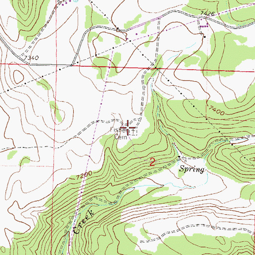 Topographic Map of Fisher Cemetery, CO