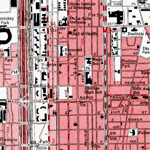 Topographic Map of Beulah Community Baptist Church, IL