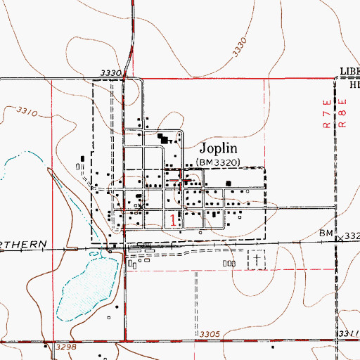 Topographic Map of Bethel Lutheran Church, MT