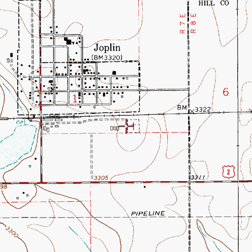 Topographic Map of Joplin Cemetery, MT