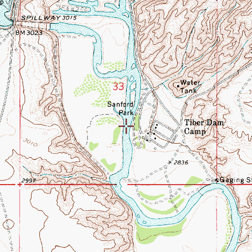 Topographic Map of Sanford Park Campground, MT